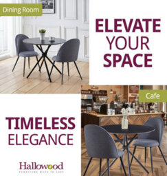 Hallowood Furniture Cullompton Small Round Black Dining Table 90Cm With 2 Curved-Back Grey Fabric Chairs - thumbnail 6