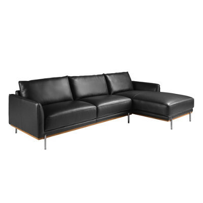 Angel Cerda Modern Black Leather Right Chaise Longue Sofa - image 1