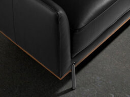 Angel Cerda Modern Black Leather Right Chaise Longue Sofa - thumbnail 4