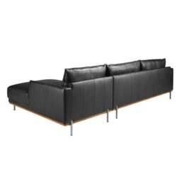Angel Cerda Modern Black Leather Right Chaise Longue Sofa - thumbnail 5