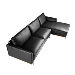 Angel Cerda Modern Black Leather Right Chaise Longue Sofa - thumbnail 6