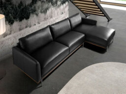Angel Cerda Modern Black Leather Right Chaise Longue Sofa - thumbnail 2