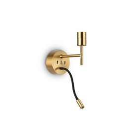 Ideal Lux Set Up Wall Light + Reading Light Brass Without Shade 3000K