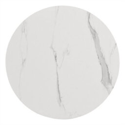 Abrihome 2-In-1 Mdf Round Coffee Table With Glossy Surface And 1 Side Table With White Marble Top, Set With 2 Drawers (White And Grey) - thumbnail 9