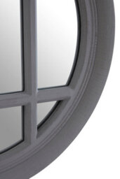 Orsina Hawthorne Flat Wood Round Grey Wall Mirror - thumbnail 4