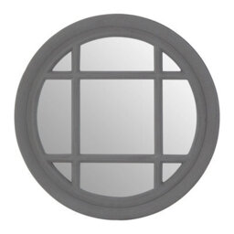Orsina Hawthorne Flat Wood Round Grey Wall Mirror