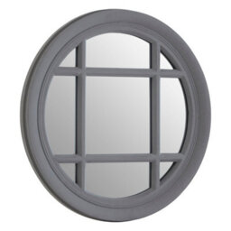 Orsina Hawthorne Flat Wood Round Grey Wall Mirror - thumbnail 2
