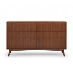 Teamson Home Tremolo Chest Of Drawers 6 Fluted Push-Open Drawer Bedroom Dresser, Walnut - thumbnail 6