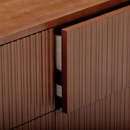 Teamson Home Tremolo Chest Of Drawers 6 Fluted Push-Open Drawer Bedroom Dresser, Walnut - thumbnail 8
