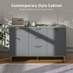 Wyld Haus Veli Grey Sideboard - Wide 120W X 40D X 76H Cm, 3 Drawers 2 Doors - thumbnail 6