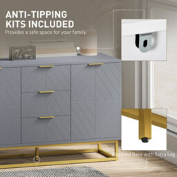 Wyld Haus Veli Grey Sideboard - Wide 120W X 40D X 76H Cm, 3 Drawers 2 Doors - thumbnail 9