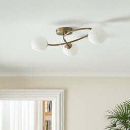 Pagazzi Lighting Pagazzi Jaymie 3-Light Antique Brass Semi-Flush Ceiling Light - thumbnail 2