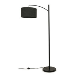 Valuelights Preto Black Metal Curve Stem Living Room Floor Lamp With A Charcoal Grey Boucle Shade - thumbnail 2
