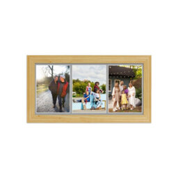 AK Frames 16X8 Light Oak Classic Multi Photo Frame With Silver Mount - Holds 3 Apertures (3X) 7X5 Photos