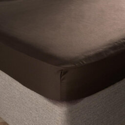 Ohs Plain Bed Sheet Microfibre Deep Fitted Soft, Coffee - Double - thumbnail 2