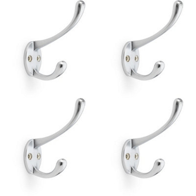Loops 4 Pack - Solid Brass Victorian Hat & Coat Hook - Wall Mounted Holder - Satin Chrome - image 1