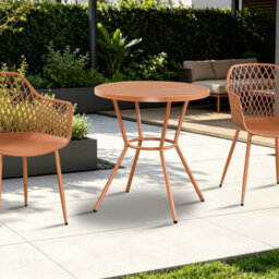 Core Products Round Plastic Garden Bistro Table, Terracotta - thumbnail 3