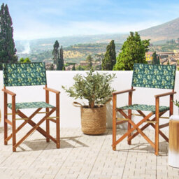Beliani Heritage Garden Set Of 2 Folding Director's Chairs, Dark Acacia With Off-White Sling - thumbnail 2