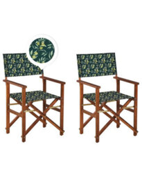 Beliani Heritage Garden Set Of 2 Folding Director's Chairs, Dark Acacia With Off-White Sling - thumbnail 3