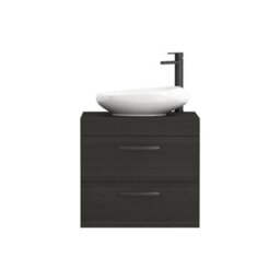 Royal Bathrooms Turin 500mm Wall Mounted Bathroom Vanity Unit With Sink 2 Drawer Hale Black & Nova Countertop Basin - thumbnail 5