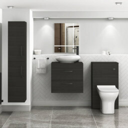 Royal Bathrooms Turin 500mm Wall Mounted Bathroom Vanity Unit With Sink 2 Drawer Hale Black & Nova Countertop Basin - thumbnail 3