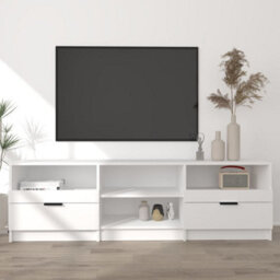 Berkfield Modern Tv Cabinet White 150X33.5X45 Cm Engineered Wood - thumbnail 2