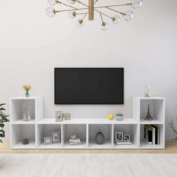 Berkfield Tv Cabinets 4 Pcs White 72X35X36.5 Cm Engineered Wood - thumbnail 1