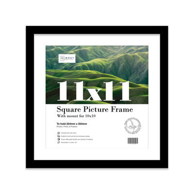 "11X11"" Black Picture Frame - 11X11"" Square Frame With 10X10"" Mount For 11X11""/10X10"" Pictures Art Deco Style Room Decor, 1 Pack" - image 1