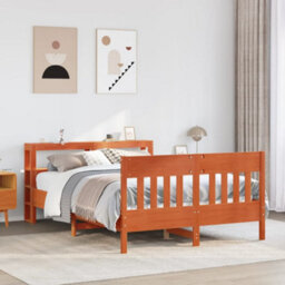 Berkfield Bed Frame Without Mattress Wax Brown 135X190 Cm Double Solid Wood Pine - thumbnail 3