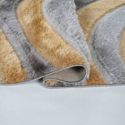 Modern Soft Waves Shimmer Shaggy Area Rugs Ochre 60X220 Cm - thumbnail 5