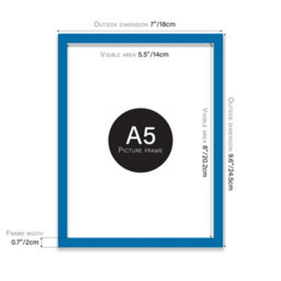 A5 Blue Picture Frame Fits A5 (14.8 X 21Cm - 5.8 X 8.3In) Poster, Photo, Artwork, Or Print. - thumbnail 2
