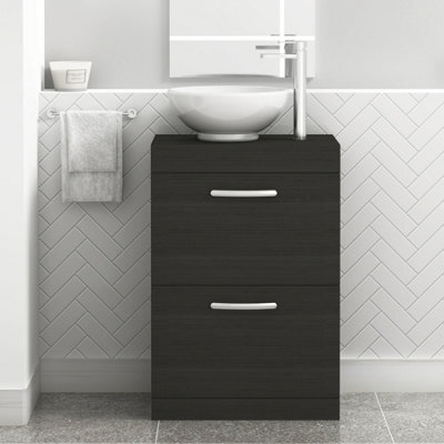 Royal Bathrooms 600mm Floor Standing Vanity Unit 2 Drawer Hale Black & Countertop Basin - Breeze - image 1