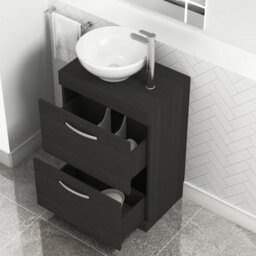 Royal Bathrooms 600mm Floor Standing Vanity Unit 2 Drawer Hale Black & Countertop Basin - Breeze - thumbnail 3