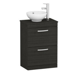 Royal Bathrooms 600mm Floor Standing Vanity Unit 2 Drawer Hale Black & Countertop Basin - Breeze - thumbnail 4