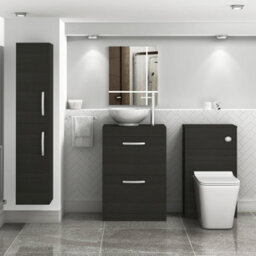 Royal Bathrooms 600mm Floor Standing Vanity Unit 2 Drawer Hale Black & Countertop Basin - Breeze - thumbnail 2