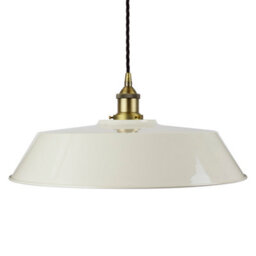 Clay White Large Chancery Painted Dome Pendant Light With Matt Antique Brass Lamp Holder And Black Twisted Cable - Se Home - thumbnail 1