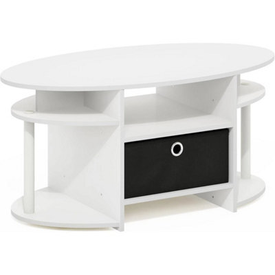 Stylish White Coffee Table With Shelves And Storage Bin - image 1