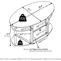 Stylish White Coffee Table With Shelves And Storage Bin - thumbnail 2