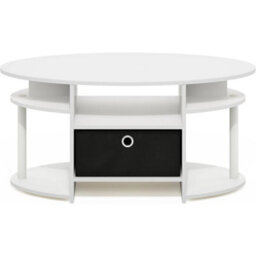 Stylish White Coffee Table With Shelves And Storage Bin - thumbnail 4