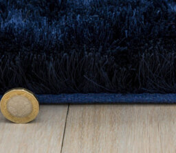 Navy Blue Shaggy Handmade Modern Plain Sparkle Easy To Clean Rug For Dining Room Bedroom Living Room-200Cm X 300Cm - thumbnail 2