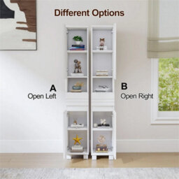 170Cm Bathroom Tall Cabinet Cupboard Free Standing Floor Storage Unit - thumbnail 6