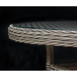 Dellonda Chester Round Rattan Garden Bistro, Side Table, Glass Top 70Cm, Brown - thumbnail 9