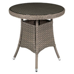 Dellonda Chester Round Rattan Garden Bistro, Side Table, Glass Top 70Cm, Brown - thumbnail 1