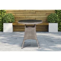 Dellonda Chester Round Rattan Garden Bistro, Side Table, Glass Top 70Cm, Brown - thumbnail 7