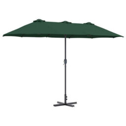 Berkfield Garden Parasol Green Powder-Coated Steel - thumbnail 2