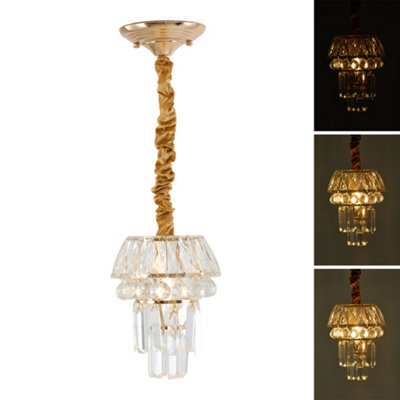 Living And Home Modern Round Crystal Chandelier With Gold Wrought Ironwork - image 1