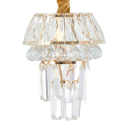 Living And Home Modern Round Crystal Chandelier With Gold Wrought Ironwork - thumbnail 6