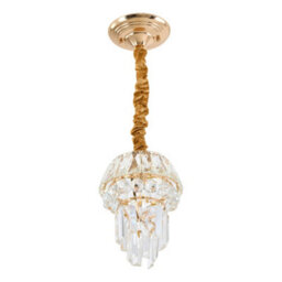Living And Home Modern Round Crystal Chandelier With Gold Wrought Ironwork - thumbnail 2