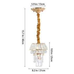 Living And Home Modern Round Crystal Chandelier With Gold Wrought Ironwork - thumbnail 7