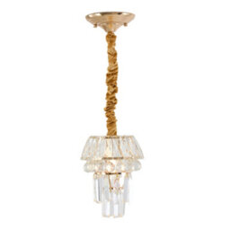 Living And Home Modern Round Crystal Chandelier With Gold Wrought Ironwork - thumbnail 4
